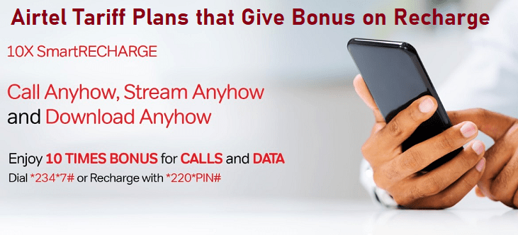 Airtel Tariff Plans that Give Bonus on Recharge