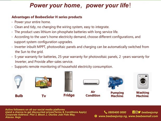 Beebeejump solar price in Nigeria (models & their capacities)